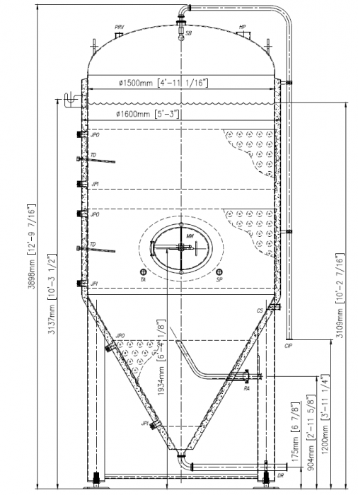 30 bbl Fermenter | Jacketed Uni Tank - Stainless Steel