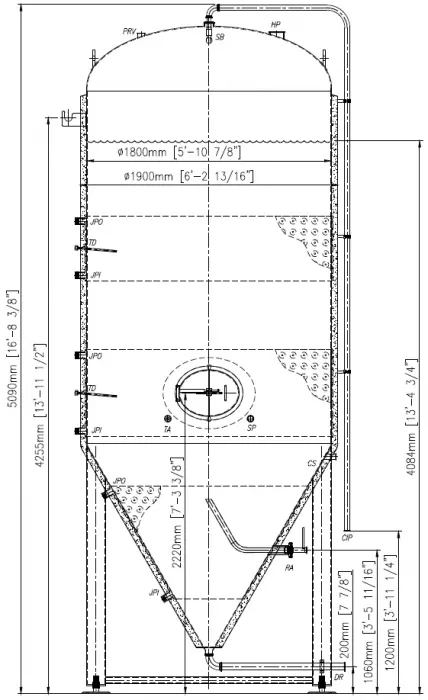 60 bbl Fermenter | Jacketed Uni Tank - Stainless Steel