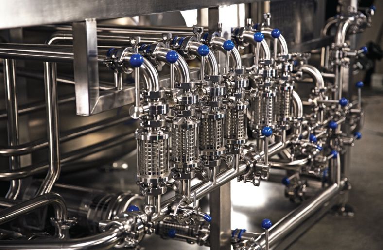 Group of valves on brewhouse system